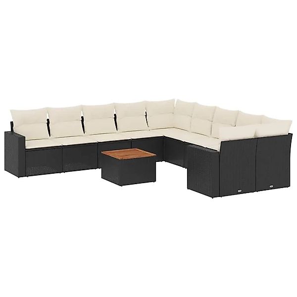 vidaXL 11-Tlg Garten-Sofagarnitur mit Kissen Schwarz Poly Rattan 3224313 günstig online kaufen