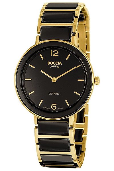 Boccia Quarzuhr Titan Schwarz/Goldfarben günstig online kaufen