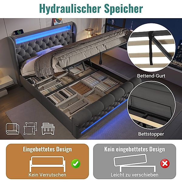 i@home Polsterbett Polsterbett mit LED & günstig online kaufen