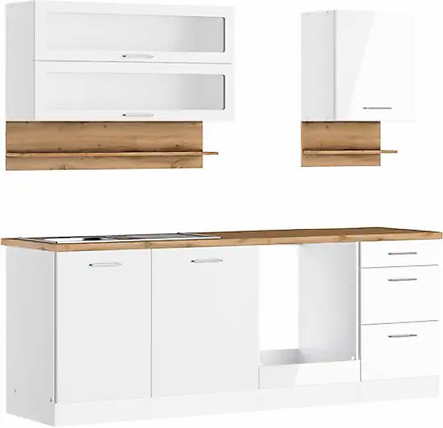 KOCHSTATION Küchenzeile »KS-Milan«, 220 cm breit, robuste Metallauszüge, vi günstig online kaufen