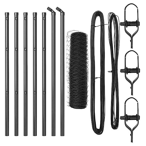 vidaXL Zaunpfosten Grau 10 x 0,6 m 50 mm Maschen Stahl und PVC 3352772 günstig online kaufen