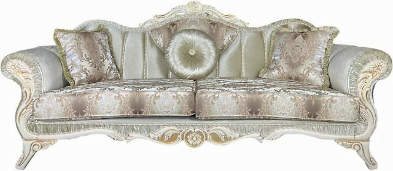 Casa Padrino Sofa Luxus Barock Sofa Grün / Weiß / Gold - Prunkvolles Wohnzi günstig online kaufen