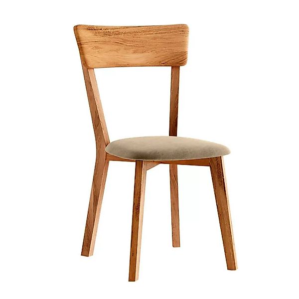 Holz Stuhl Set Esstisch in Wildeichefarben und Beige modernes Design günstig online kaufen