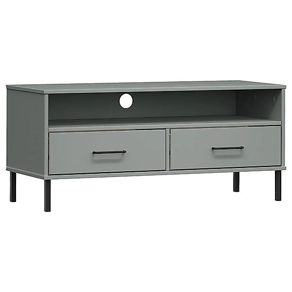 Vidaxl Tv-schrank Oslo Mit Metallbeinen Weiß Massivholz Kiefer günstig online kaufen