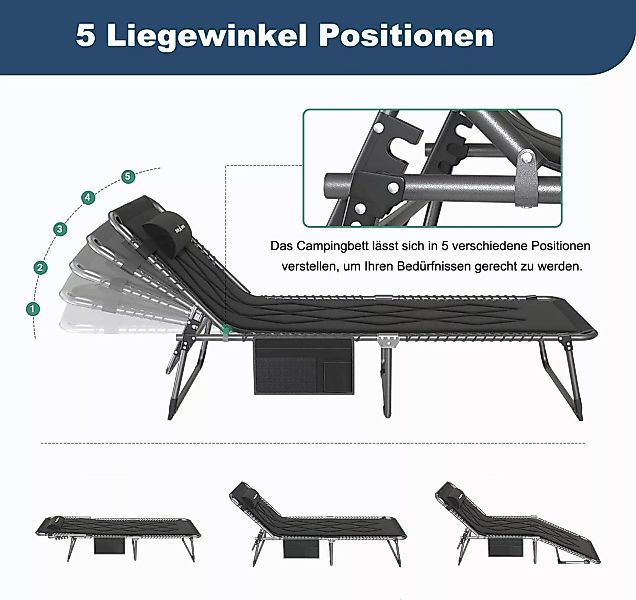 UDPATIO Campingliege Camping Betten Feldbetten Klappbar, günstig online kaufen