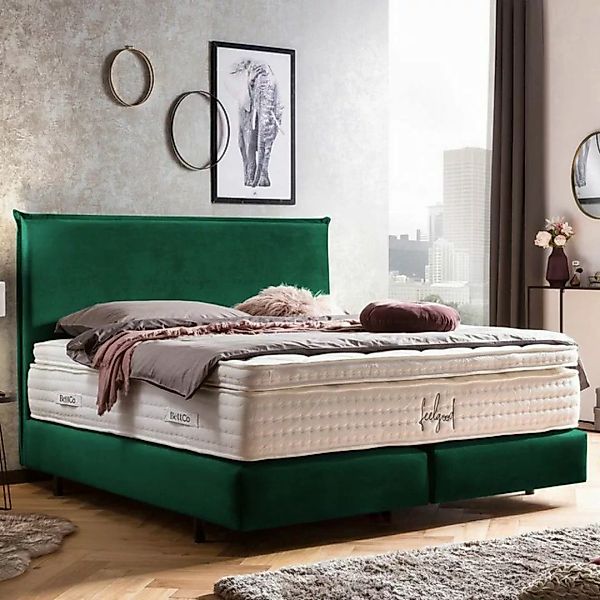 BettCo Boxspringbett London (160 x 200 cm, in Smaragd Samt), Kopfteil mit B günstig online kaufen