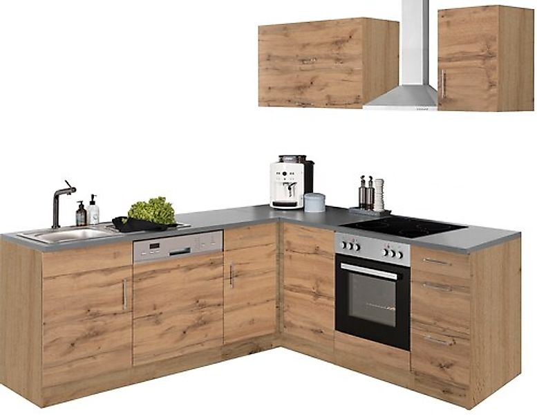 KOCHSTATION Winkelküche "KS-Colmar", mit E-Geräten, Stellbreite 210/210 cm günstig online kaufen