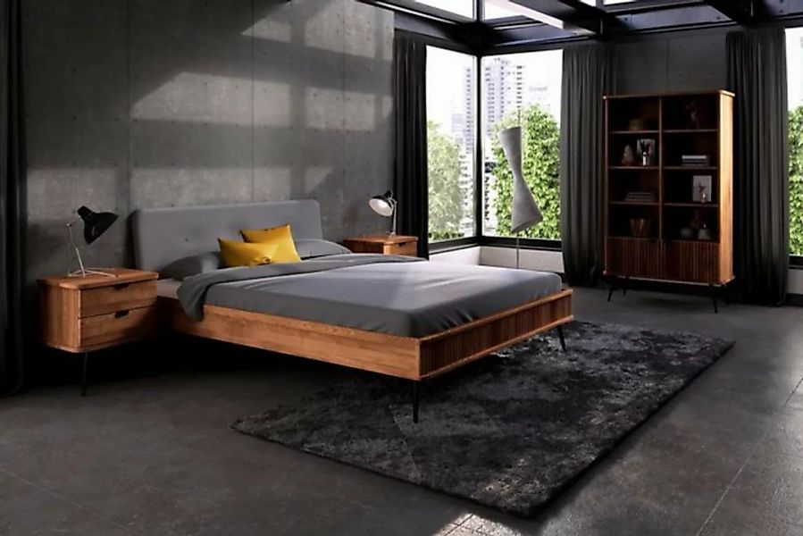 Natur24 Einzelbett Bett Tula 2 Kernbuche massiv 160x200cm mit Polsterkopfte günstig online kaufen