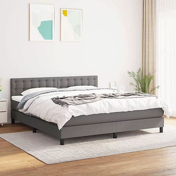 vidaXL Boxspringbett Boxspringbett mit Matratze Dunkelgrau 160x200 cm Stoff günstig online kaufen