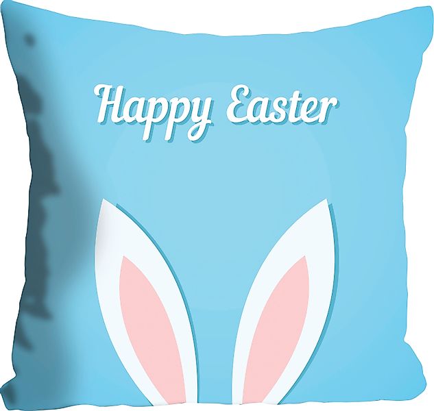 queence Dekokissen »Happy Easter blue«, mit einem österlichen Schriftzug, K günstig online kaufen