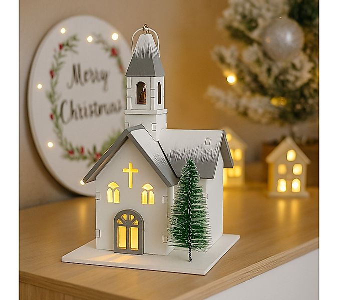 abc HOME LED-Dekofigur Kirche, Holz, Batteriebetrieben günstig online kaufen