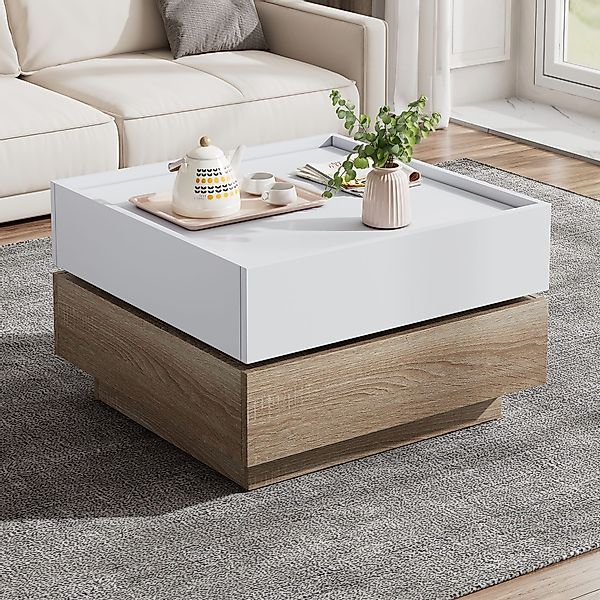 REDOM Couchtisch 360° drehbarer, 2-stufiger Wohnzimmertisch günstig online kaufen