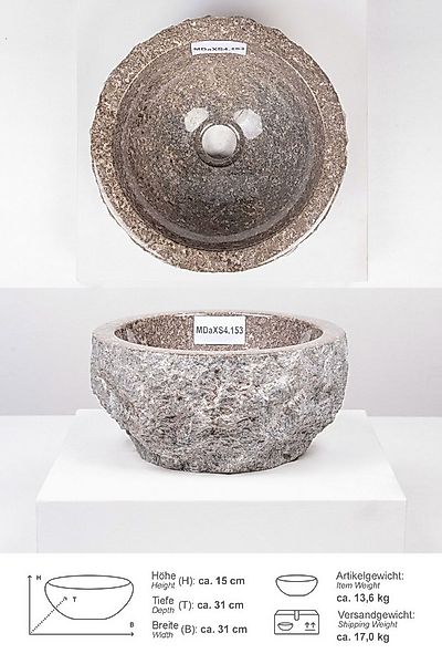 wohnfreuden Aufsatzwaschbecken Erosi Marmor Waschbecken 30 cm grau (Kein Se günstig online kaufen