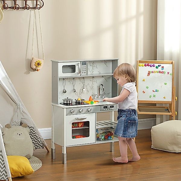 AIYAPLAY Spielküche Kinderküche mit Elektroherd, Mikrowelle, günstig online kaufen