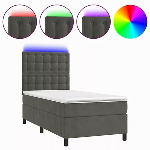 vidaXL Boxspringbett Boxspringbett mit Matratze LED Dunkelgrau 80x200 cm Sa günstig online kaufen