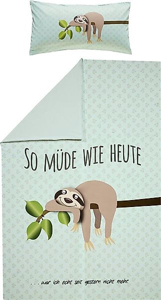 Erwin Müller Kinderbettwäsche Wendebettwäsche "Faultier", Renforcé, Tiermot günstig online kaufen