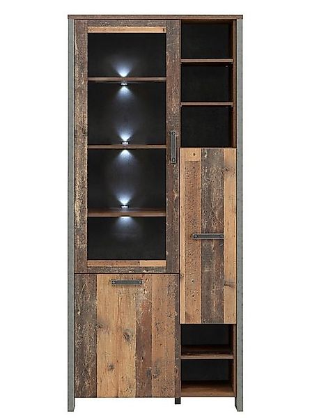 expendio Vitrine Cedric 13 Old Wood Vintage/Betonoptik dunkelgrau, 92x206x4 günstig online kaufen
