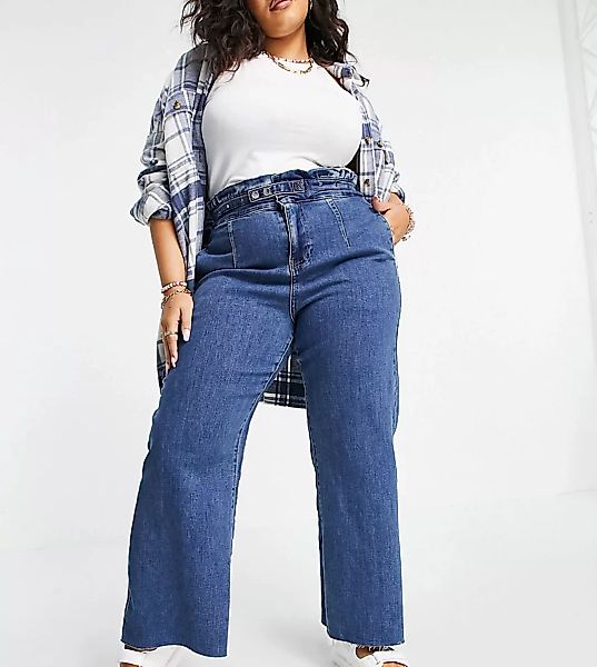 Simply Be – Jeans mit weitem Bein in Mittelblau günstig online kaufen