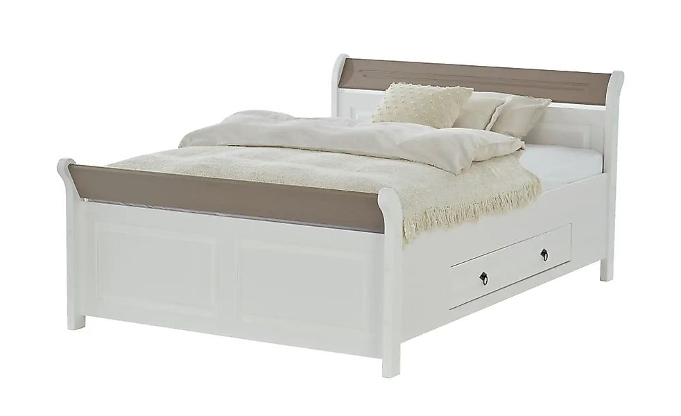 Bettgestell Massivholz  Fehmarn ¦ weiß ¦ Maße (cm): B: 145 H: 90 Betten > B günstig online kaufen