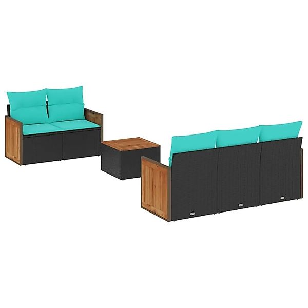 vidaXL 6-Tlg Gartensofa-Set mit Kissen Schwarz Polyrattan 3227464 günstig online kaufen