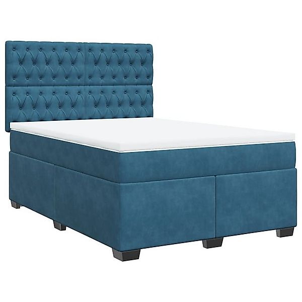 vidaXL Bett Boxspringbett mit Matratze Blau 140x200 cm Samt günstig online kaufen