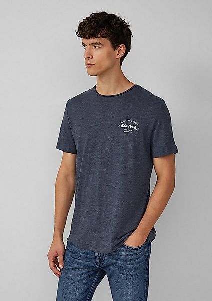 s.Oliver Kurzarmshirt T-Shirt Meliertes T-Shirt mit Rollkante und Frontprin günstig online kaufen