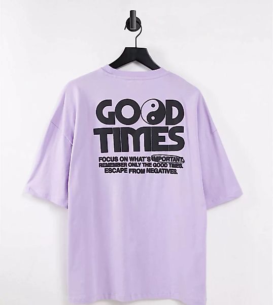 Bershka – Oversize-T-Shirt in Flieder mit „Good Times“-Print auf dem Rücken günstig online kaufen