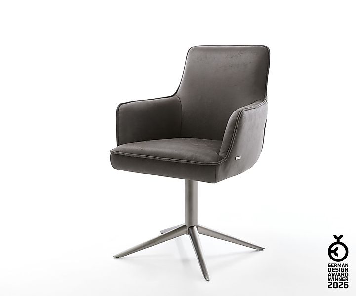 Drehstuhl Heira-Flex mit Armlehnen Mikrofaser Anthrazit Vintage Fußkreuz Gr günstig online kaufen