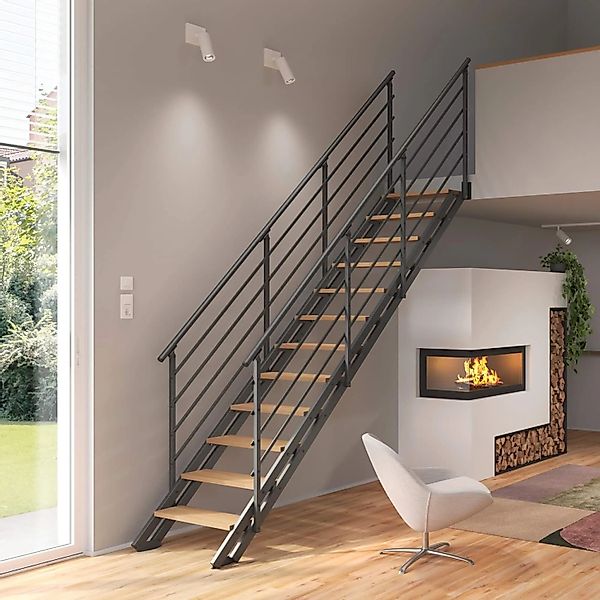 Treppen Intercon Raumspartreppe London Stahlwangentreppe Lava-Anthrazit mit günstig online kaufen