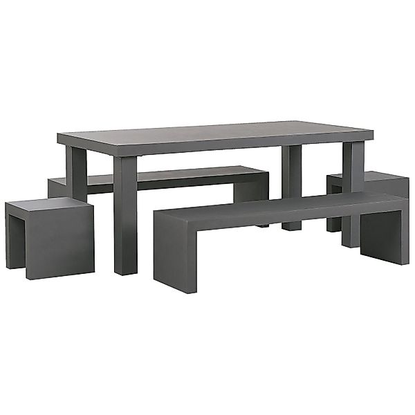 Beliani Gartentisch Set TARANTO Grau 90 x180 x76 günstig online kaufen