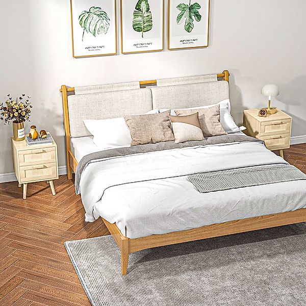 HOMCOM 2er Set Nachttisch, Nachtschrank mit Schublade, Nachtkommode mit Gri günstig online kaufen