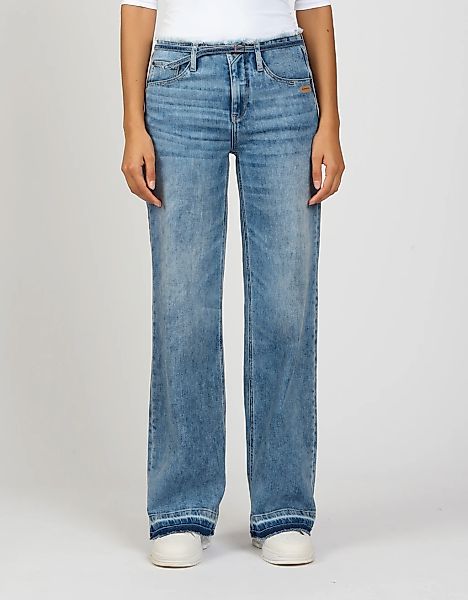 GANG Weite Jeans "94AMELIE WIDE FIT", mit Fransen an Saum und Bündchen günstig online kaufen