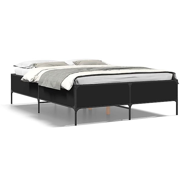 vidaXL Bettgestell Schwarz 150x200 cm Holzwerkstoff und Metall 3279792 günstig online kaufen