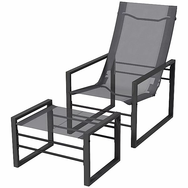 Outsunny Garten Relaxsessel mit Fußstütze, Liegestuhl, Metallstrukur und lu günstig online kaufen
