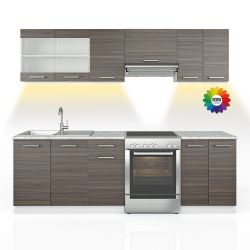 Vicco Küchenzeile Raul, Edelgrau/Weiß, 240 cm, günstig online kaufen
