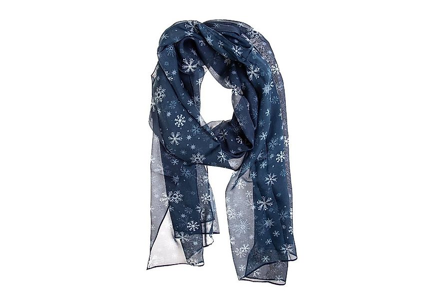 TINITEX Seidenschal TINITEX Seidenschal Halstuch Schal dunkelblau Schneeflo günstig online kaufen