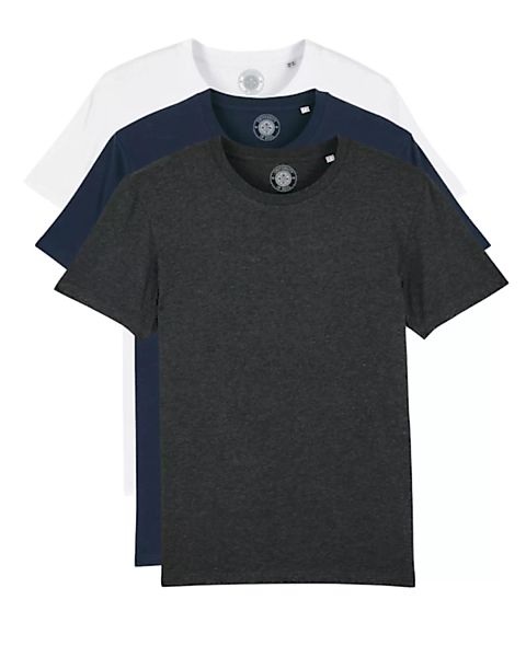 3er Pack Herren T-shirt Aus Bio-baumwolle "Charlie", Farbig günstig online kaufen