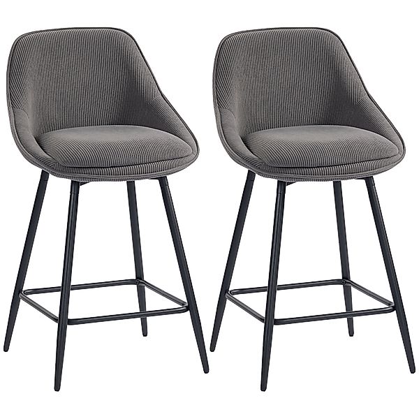HOMCOM Barhocker 2er Set Tresenhocker Barstuhl mit Fußstütze, Rückenlehne, günstig online kaufen
