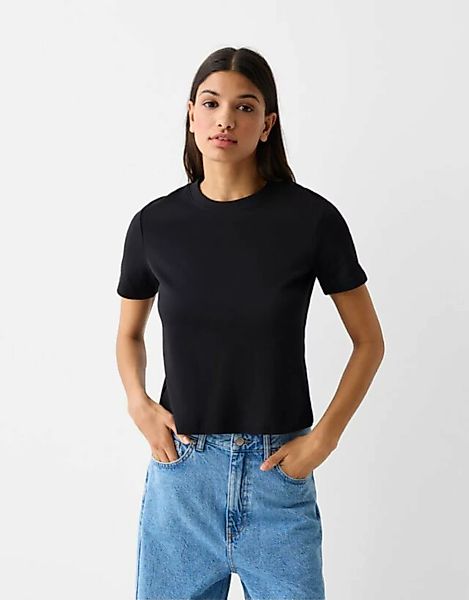 Bershka T-Shirt Im Regular Fit Damen S Schwarz günstig online kaufen