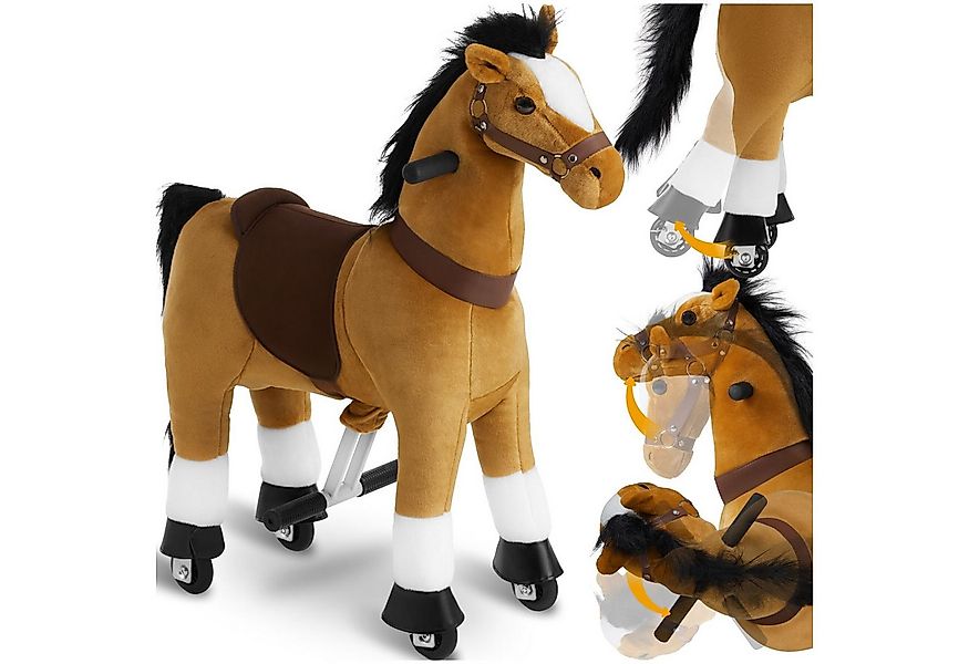 tectake Schaukelpferd Schaukeltier auf Rollen, Plüsch, realistisches Design günstig online kaufen