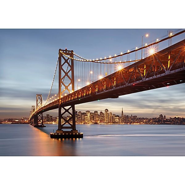 Sanders & Sanders Fototapete Bucht-Brücke Blau und Braun 368 x 254 cm 61224 günstig online kaufen