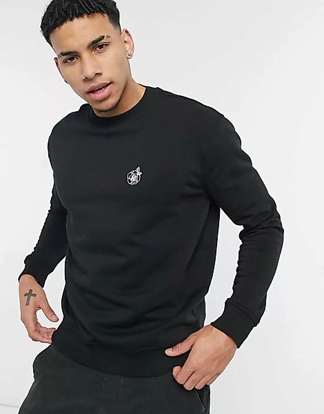 New Look –Schwarzes Sweatshirt mit Rosenstickerei günstig online kaufen