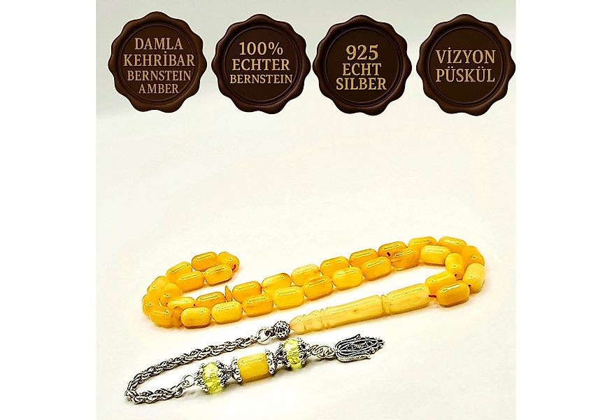 M-Punkt24 Kettenanhänger Tesbih Tespih Damla Kehribar Amber Bernstein (Gebe günstig online kaufen