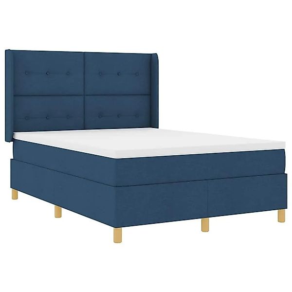 vidaXL Boxspringbett mit Matratze mit Kopfteil Blau 140 x 190 cm Stoff 3343 günstig online kaufen