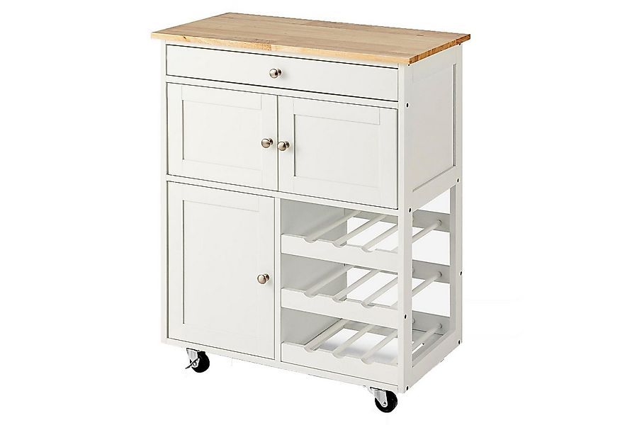 KOMFOTTEU Küchenwagen Servierwagen, mit Rollen, 86,5 x 67 x 37cm, bis 58kg günstig online kaufen