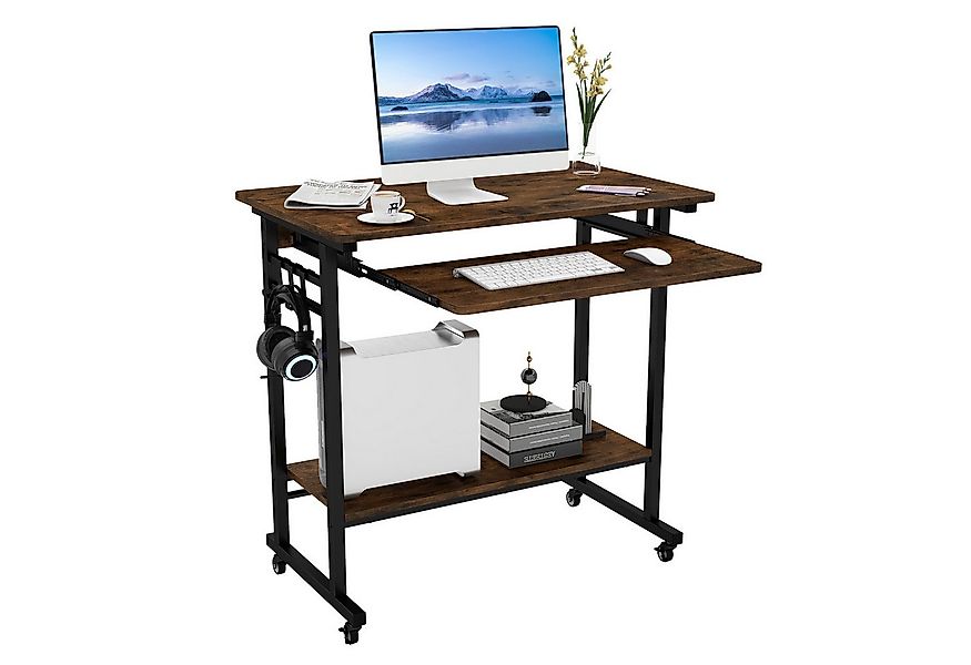 COSTWAY Computertisch, mit Rollen & Tastaturablage, platzsparend, 80x50x78c günstig online kaufen