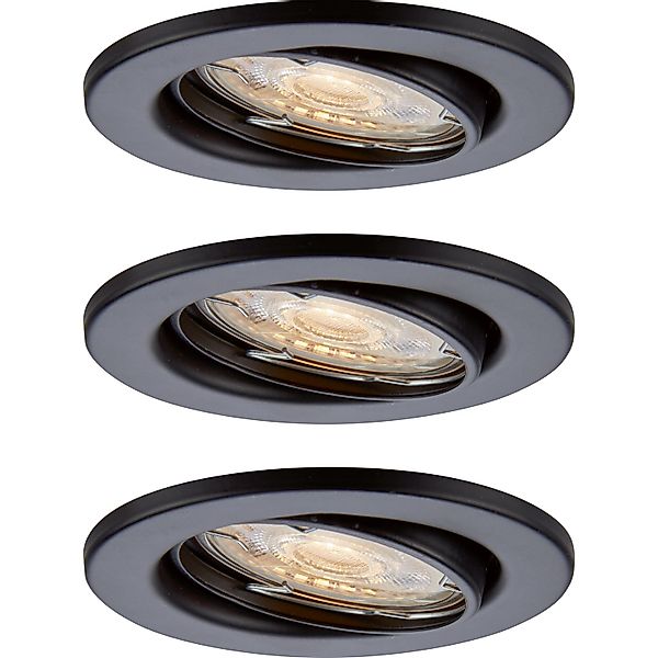 LED-Einbauleuchte 3er Set Metall Schwarz 3,5W warmweiß schwenkbar Ø 8,6cm günstig online kaufen