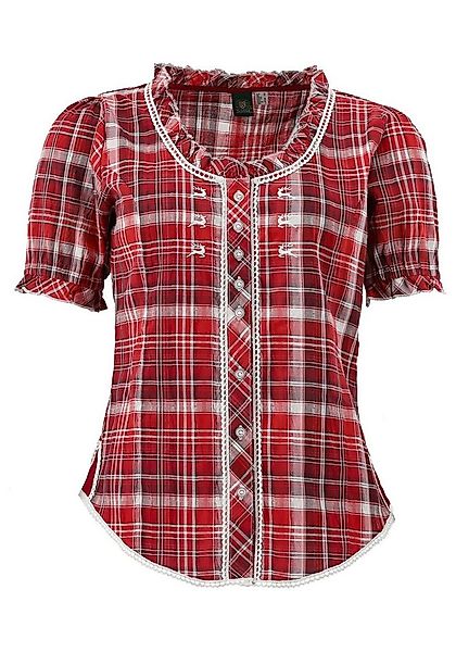 OS Trachten Trachtenbluse Smussu Damen Kurzarmbluse mit Kräuselärmel günstig online kaufen