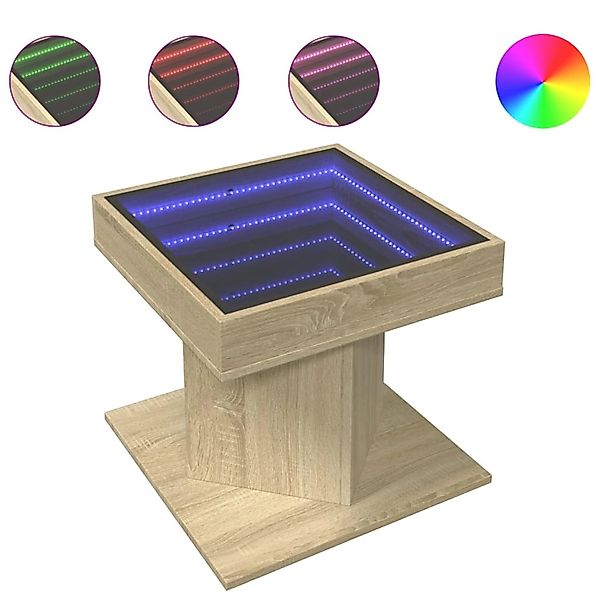 vidaXL Couchtisch LED-Couchtisch Sonoma Eiche 50x50x45 günstig online kaufen