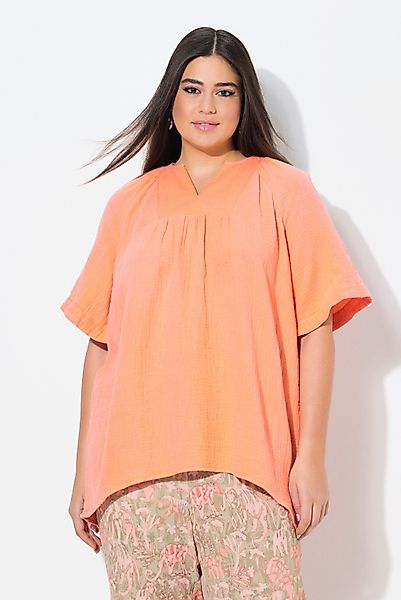 Ulla Popken Tunika Musselin-Bluse A-Linie Tunika-Ausschnitt günstig online kaufen